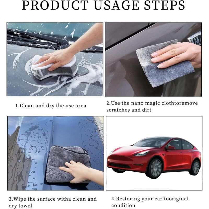 Nano Chiffon Anti-Rayures Voiture 2025 - Kit Réparation Rayures Avec Pâte Et Éponge