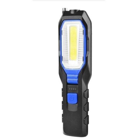 Baladeuse LED Rechargeable, Lampe de Travail Portable LED Lampe Aimantée 1800mAh Batterie , Crochet et câble de Chargement -bleu(sans batterie) (1/3)