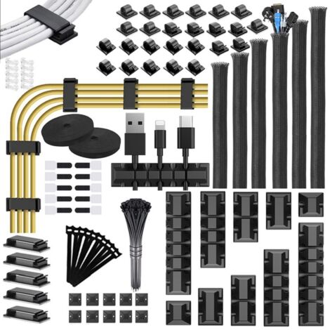 Kit Serre-Câbles Réutilisables 10m X 2cm Avec 50 Boucles - Organisateur Câbles Noir Ajustable