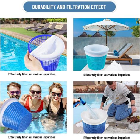 20 Chaussettes Filtre Skimmer Piscine - Nylon Micro-Maillé - Taille 13x22 Cm - Pour Piscine, Spa, Jacuzzi