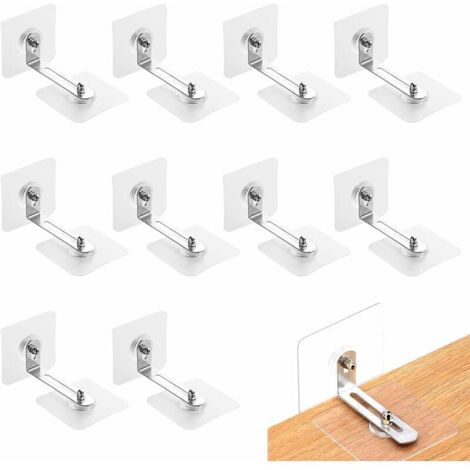 Lot de 10 ancrages muraux sans poinçonnage pour meubles, boucles de sécurité adhésives pour meubles de 7 cm pour la protection de bébé, kit de sangles de meubles anti-basculement sans perceuse pour bi (1/5)