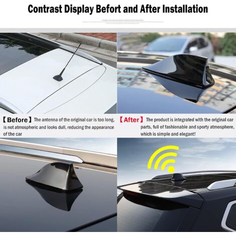 Antenne Aileron Requin Universelle Voiture - Signal FM/AM, Design Sportif, Noir