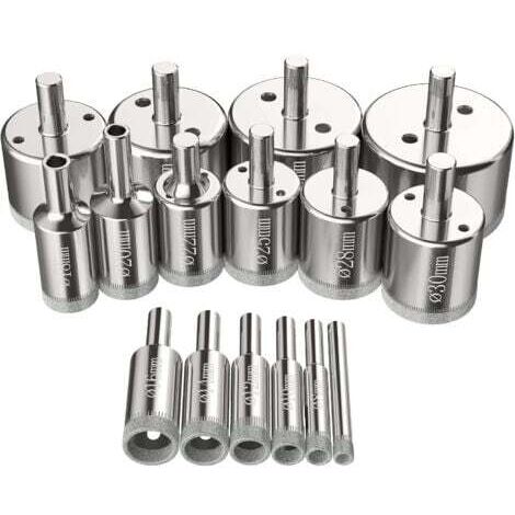Scies-cloches 16 pcs, Foret Diamant Scie Cloche 6-50 mm Outils de perçage en verre trous scies kit pour acier au carbone, perceuse en verre, céramique, porcelaine, carrelage, marbre (1/5)
