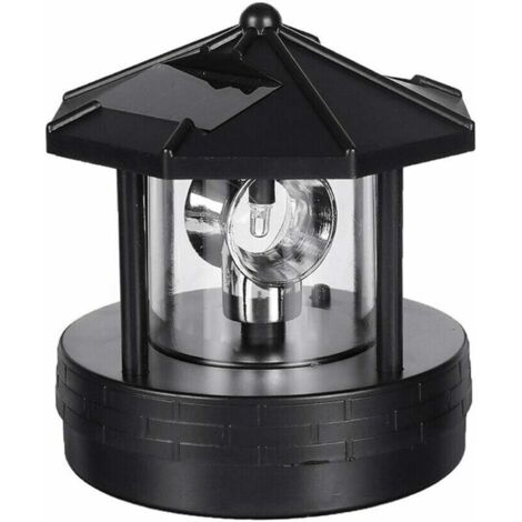 Phare à LED à énergie solaire, rotatif à 360 degrés, étanche, statue rotative pour jardin, cour, décoration extérieure, noir (1/5)