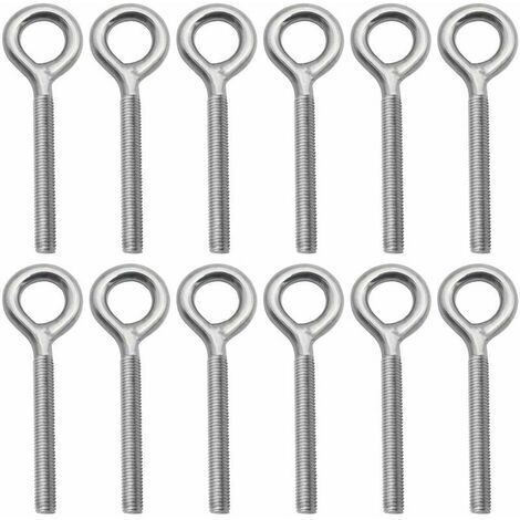 Lot de 12 Boulons,M6 à Oeil en 304 Acier Inoxydable Vis à Anneau Piton à Visser pour Balançoire Machine Extérieure (1/5)