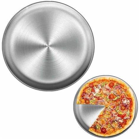 Plateau Pizza Plat à Pizza En Acier Inoxydable, Plaque De Cuisson à Pizza Ronde Plateau De Four à Pizza En Acier Inoxydable, Plateau De Rangement Multifonctionnel Rond En Métal Plateau De Cuisson