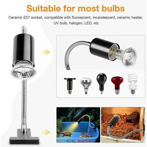 Lampe Clip E27 Avec Col De Cygne 360° Et Interrupteur - 2.2M Câble - Pour Plantes, Lecture, Maquillage