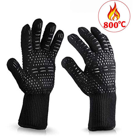 Lot De 2 Gants De Barbecue Tramontina - Protection Chaleur - Longueur 40cm - Noir