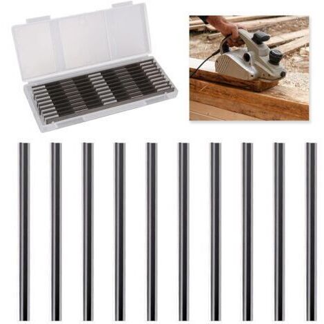 10 Pièces Lame Rabot Electrique, Lame Rabot 82mm, Compatibles avec Makita, Bosch, Hitachi, Black & Decker, DeWalt, Trend Elu, Idéales pour Menuiserie et Bricolage（82 x 5.5 x 1.2mm） (1/5)
