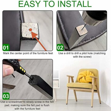 Uxcell Lot De 12 Patins De Meubles Carrés En Caoutchouc Avec Bandes Antidérapantes Pour Pieds De Chaise, 5,1 X 5,1 Cm (noir