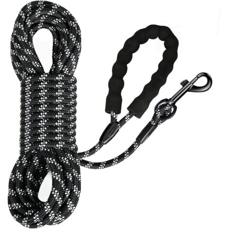 LaBlanc - Longe pour Chien, Long Laisse Chien Corde avec Poignée Rembourrée pour Chiens de Petites à Grandes Taille, Noir (5m) (1/5)