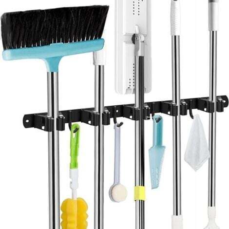 Accroche Balai Mural - 4Pcs - Porte Balais Mural Sans Percage - Acier