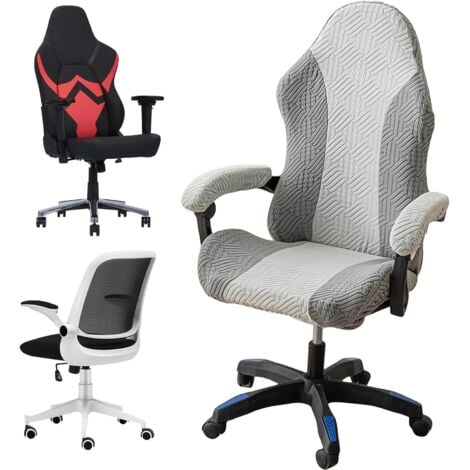 A)Housse De Chaise Scandinave Velours 2 Pieces Blanche Bureau Fauteuil Chaise Couverture