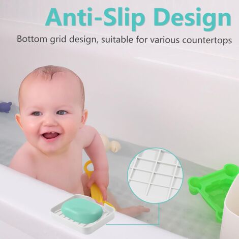 Porte-savon En Silicone 2 Pièces, Porte-savon De Salle De Bain Avec Egouttoir Porte Savon Incline Porte Savon Antiderapant Pour Douche Cuisine Et Salle De Bain Blanc 87836694