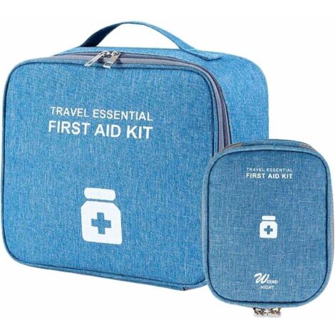 Trousse de Premier Secours Vide Portable Sac d'urgence Médical Boîte Médicale Boîte de Rangement pour la Voiture, Bureau, Randonnée, Sport, Maison(Bleu,2 Pièces) (1/5)