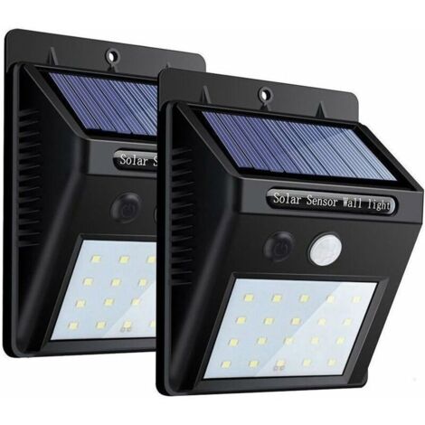 LaBlanc - 2 Pack LED Solaire à Jardin Lumière sans fil, 20LED Éclairage Exterieur Imperméable Détecteur de Mouvement avec Trois Modes Intelligents, Éclairage exterieur Solaire pour Jardin, Patio (1/5)