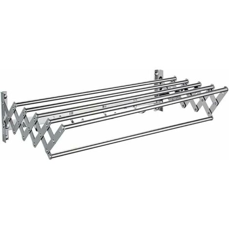 Etendoir à linge mural extensible en acier inoxydable 50 cm – 5 rails de suspension rétractables 12-30 cm – Pour salle de bains et balcon