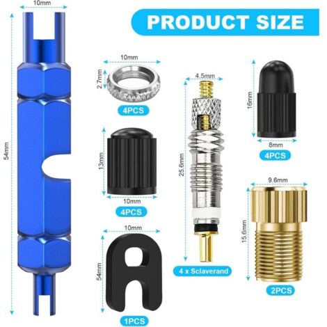 15 Pièces Adaptateur Presta Français de Valve de Vélo, Noyau de Valve