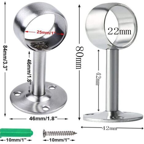 2 Pièces Support Tringle Penderie DEANKEJI - Collier De Serrage 38mm Acier Inoxydable Charge 80kg