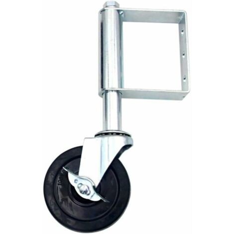 Roulette de portail à ressort - Roue de porte universelle de 10 mm Avec frein et plaque de montage à 6 trous - Absorption des chocs - Roue pivotante à ressort multifonction (1/5)