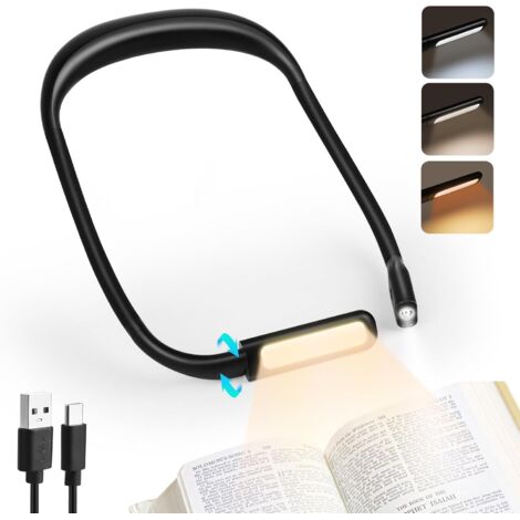 LaBlanc - Liseuse Lampe de Lecture de Cou, Rechargeable 3 Couleurs Lampe Lecture au Lit LED Bras Pliables pour la Lecture, le Tricot, la Réparation, Camping [Classe énergétique G] (1/5)