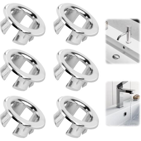 Lablanc – Pack de 6 anneaux de débordement d'évier – Plastique chromé – Diamètre 22-24 mm – Installation facile pour lavabos cuisine et salle de bain (1/5)