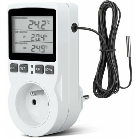 Prise Thermostat, Prise Minuteur Digital, Prise Programmable Digitale avec Sonde, Minuterie Numérique Programmable, Prise Thermostat chauffage pour Serre, Aquarium -Versailles (1/5)