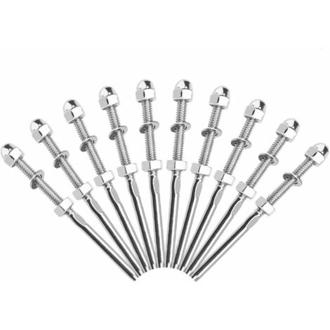 Tendeurs de câbles inox 10 pcs – Acier inoxydable 316 – Pour câbles de 1/8'' – Installation rapide avec boulons et écrous