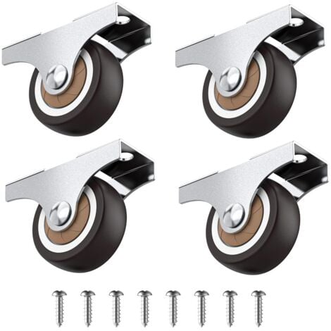 Lot De 4 Roulettes Fixes En Caoutchouc - 12 Mm De Diamètre - Pour Porte Coulissante, Meuble, Tiroir - Couleur Orange