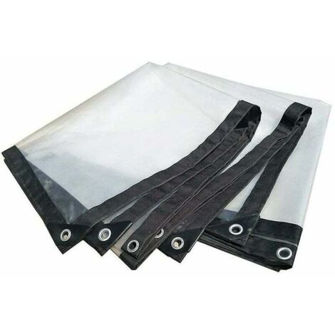 BCBIG Bâche imperméable transparente avec œillets pour meubles de jardin - Utilisable en extérieur Imperméable à la pluie Isolation des plantes Résistant à la poussière Avec cordon de serrage,1x2m