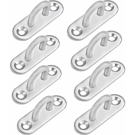 Plaque Oeillet Acier Inoxydable Oblong Crochet Métal Forme U Montage Mural et Plafond Crochet de Fixation Capacité 40 Kg pour Suspensions(M5 8 Pcs) (1/5)