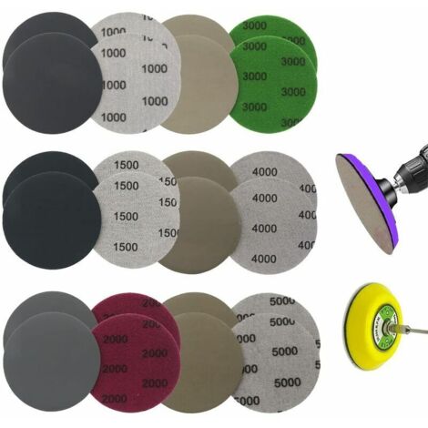 Professionnel 125mm 80-3000 Disques de Ponçage de Grain Polissant des Feuilles de Papier de Verre de Bloc de Meulage
