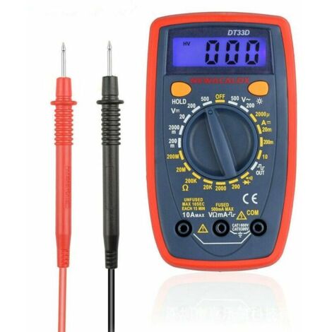 Multimètre Numérique Portable , Testeur Électrique 2000, Multimètre Digital, Voltmètre,Ampèremètre,Ohmmètre,Mesure La Tension AC et DC, Le Courant DC, La Résistance, La Continuité, La Diode (1/5)