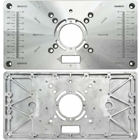 Plaque D'Insertion Pour Toupie En Aluminium - 4 Anneaux, Échelles Pouces/cm - 23.5x12 Cm