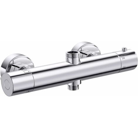 Mitigeur thermostatique de douche – Robinet anti-brûlure en laiton chromé – Connexion G1/2 et G3/4 – Réglage automatique de température