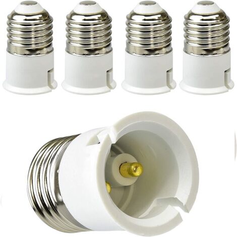 Lot de 5 Adaptateur E27 vers B22 pour Ampoules LED et Ampoules Halogènes,Convertisseur de douille E27,Puissance Maximale 200W,0-250V,120 Degrés Résistant à la Chaleur (1/5)
