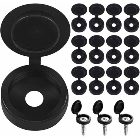 Cache Vis Noir 100 Pièces Cache Rivet Plaque Immatriculation Cache-Vis en Plastique Capuchons de Couvercle à Vis Bouchon à Vis en Plastique Couvercles à Bouton-Pression à Vis pour Les Vis, (1/5)