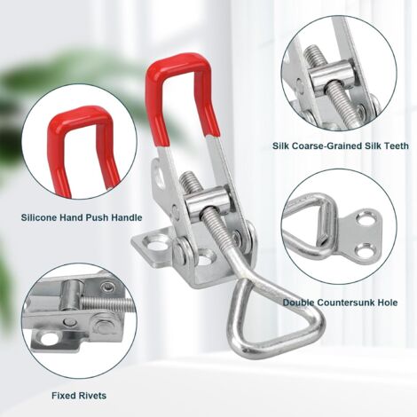 JZK Lot De 4 Loquets à Bascule En Métal à Ressort Pour Boîte à Outils, Loquet En Métal, Loquet à