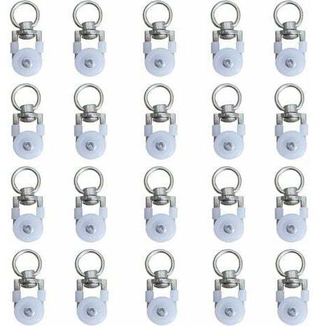 PhoenixDN 20 Pièces Rouleaux De Rail De Rideaux, Rouleaux De Rail, Rail De Draperie Coulissant, Poulie Silencieuse, Pour Rideaux Dans Salles De Bains, Chambres, Armoires