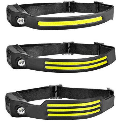 LaBlanc - LED Lampe Frontale Rechargeable Torche Frontale Puissante Etanches USB 1200mAh COB XPE Lampes Course à Pied, Camping, Cyclisme, Lampe de Casque, Poisson, Réparation, Jogging, Enfant,3pc (1/3)