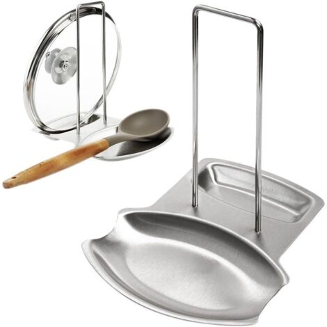 YUMUN Support Couvercle Et Cuillère Acier Inoxydable - Organisateur Cuisine Pratique Argent