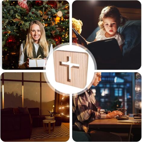 SUPERRUIDALONG Lampe De Chevet 3D Avec Télécommande En Forme De Croix De Jésus 16 Couleurs Illusion De Veilleuse En Acrylique LED Pour Chambre D'enfant Décoration De Bureau