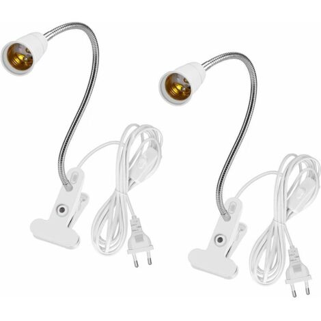 LaBlanc - Lampe avec Pince E27 2Pcs Lampe de Bureau a Pince avec Interrupteur Lampe Flexible E27 Lampe pour Lit Lampe de Table à Pince, Lampe Spot Pince, Réglable 360 ° Col de Cygne, Sans Ampoules (1/5)