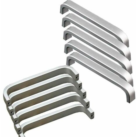 L'10 PCS Poignée de Meuble Cuisine Inox Poignet de Porte Cuisine Universel Poignet Tiroir Meuble en Aluminium Poignée Baton De Porte Exterieure avec 20 Vis pour Cuisine Armoire Porte Placard (1/5)