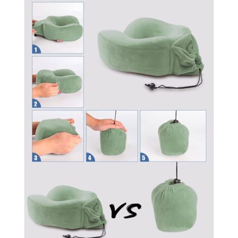 Oreiller De Voyage En Mousse À Mémoire De Forme Avec Sac De Rangement Réglable - Pour Bureau