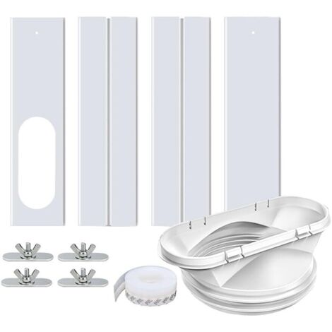Lablanc – Kit de calfeutrage pour climatiseur mobile – 4 plaques extensibles de 43 à 140 cm – Tuyaux de 13 et 15 cm – Installation rapide et étanchéité optimale