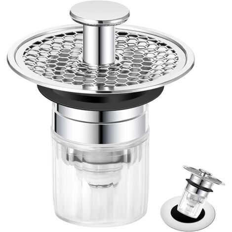 Bonde de Lavabo, Bouchon Lavabo Salle de Bain 32-42mm, Universel Pop-Up Bouchon de Lavabo Bouchon Evier Cuisine Salle de Bain, Bonde Lavabo avec Filtre Anti-Clogging et Anti-Odeur (1/5)