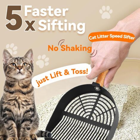 Pelle à Litière Pour Chat En Acier Inoxydable - 26x10,7 Cm - Avec Jouet Inclus - Idéale Pour Nettoyer Facilement - 12