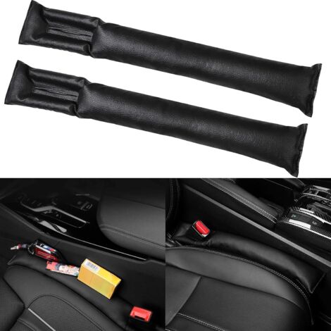 2 Pièces Siège de Voiture Gap Filler Pad, Bouchon d'Écartement de Siège d'Auto, Bouchon d'Écartement de Siège d'Auto en Cuir, Siège de Voiture Gap Filler Pad, Gap Filler Pad Siège de Voiture,Noir (1/5)