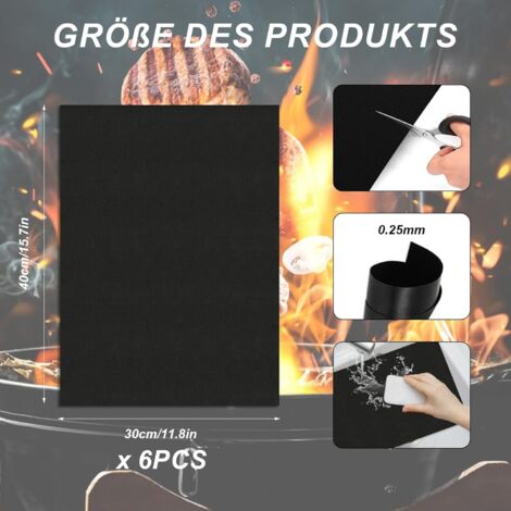 ZWMYF Lot De 6 Tapis De Cuisson Barbecue Anti-Adhérents Réutilisables 40x32.5cm - Protection Pour Gril Gaz, Charbon Et Électrique